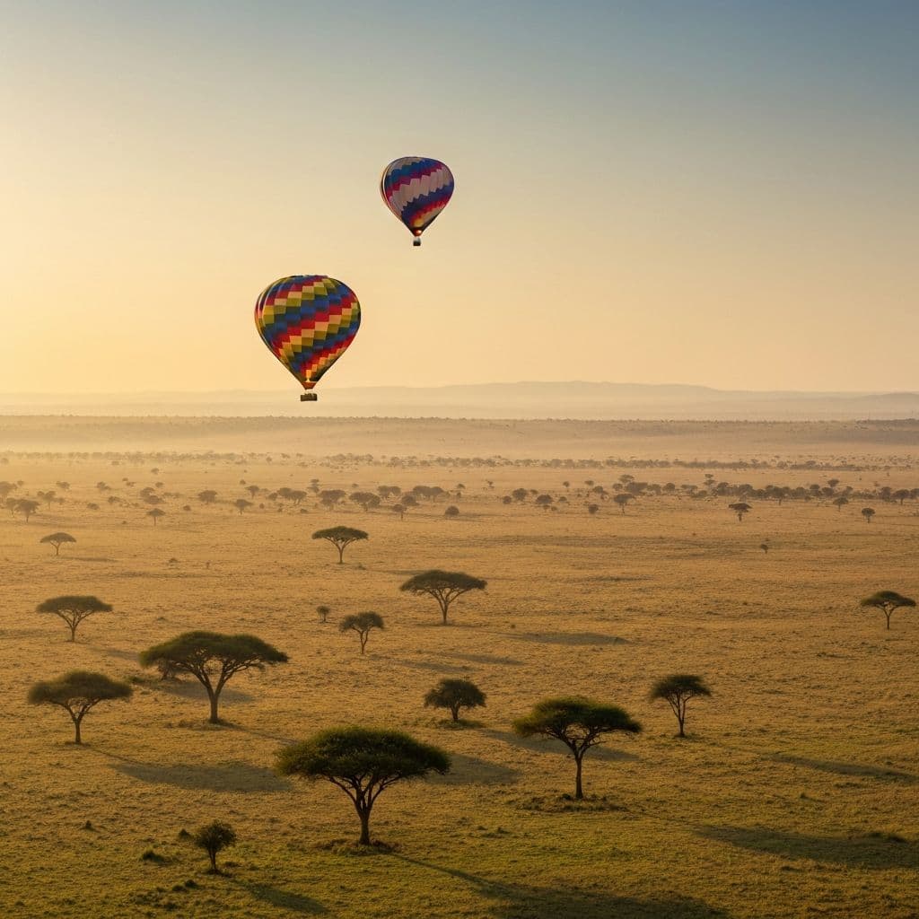 Hot air balloon over the Serengeti